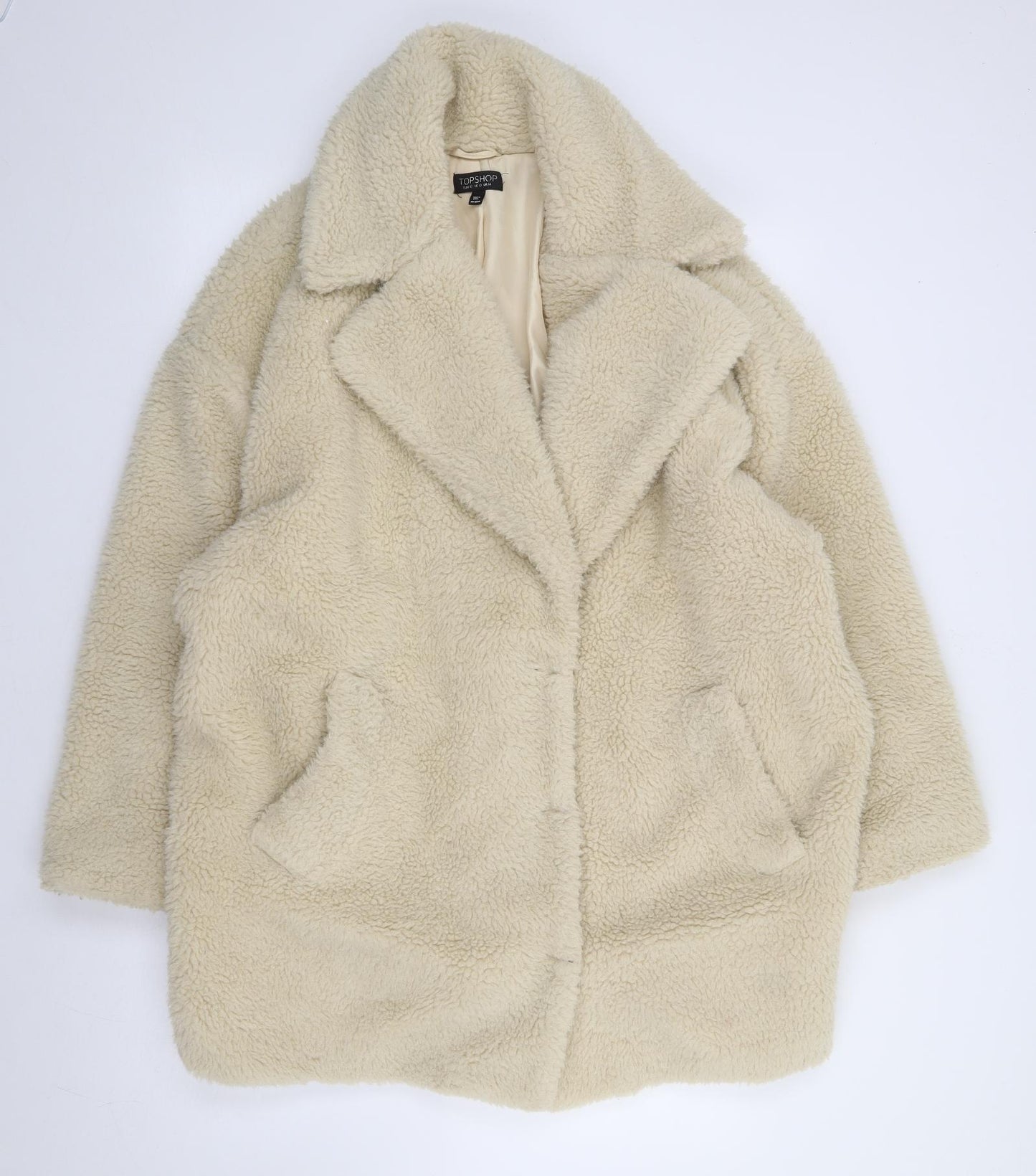 Topshop Womens Beige Jacket Coat Size 14 Snap