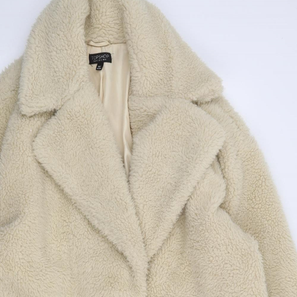Topshop Womens Beige Jacket Coat Size 14 Snap
