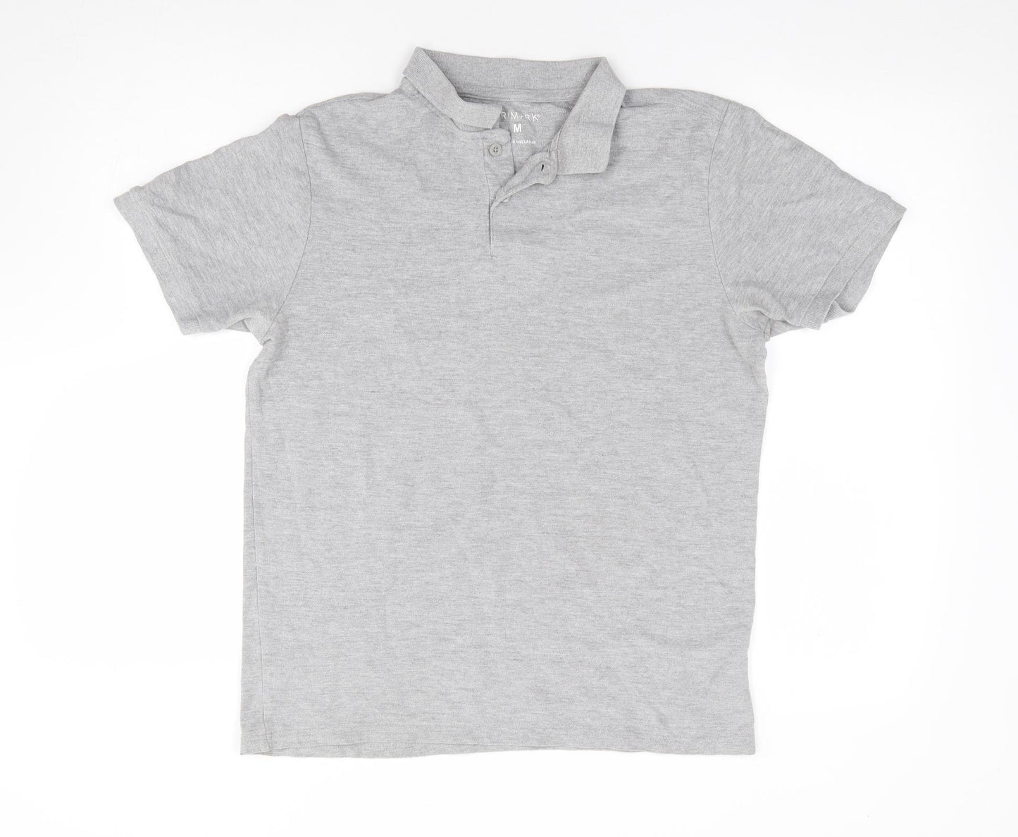 Primark Mens Grey Cotton Polo Size M Collared Pullover