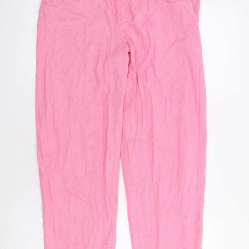 F&F Womens Pink Cotton Straight Jeans Size 8 L28 in Regular Zip