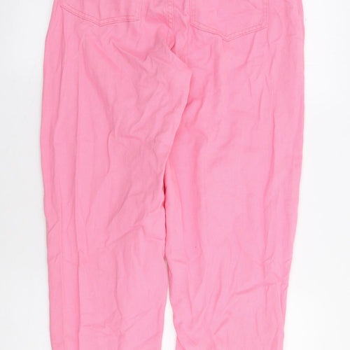 F&F Womens Pink Cotton Straight Jeans Size 8 L28 in Regular Zip