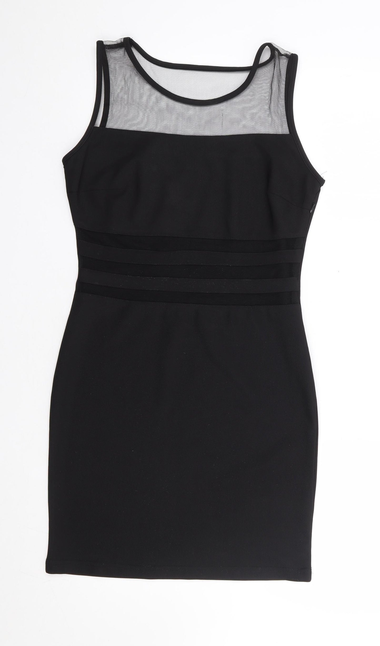 New Look Womens Black Polyester Bodycon Size L Round Neck Zip
