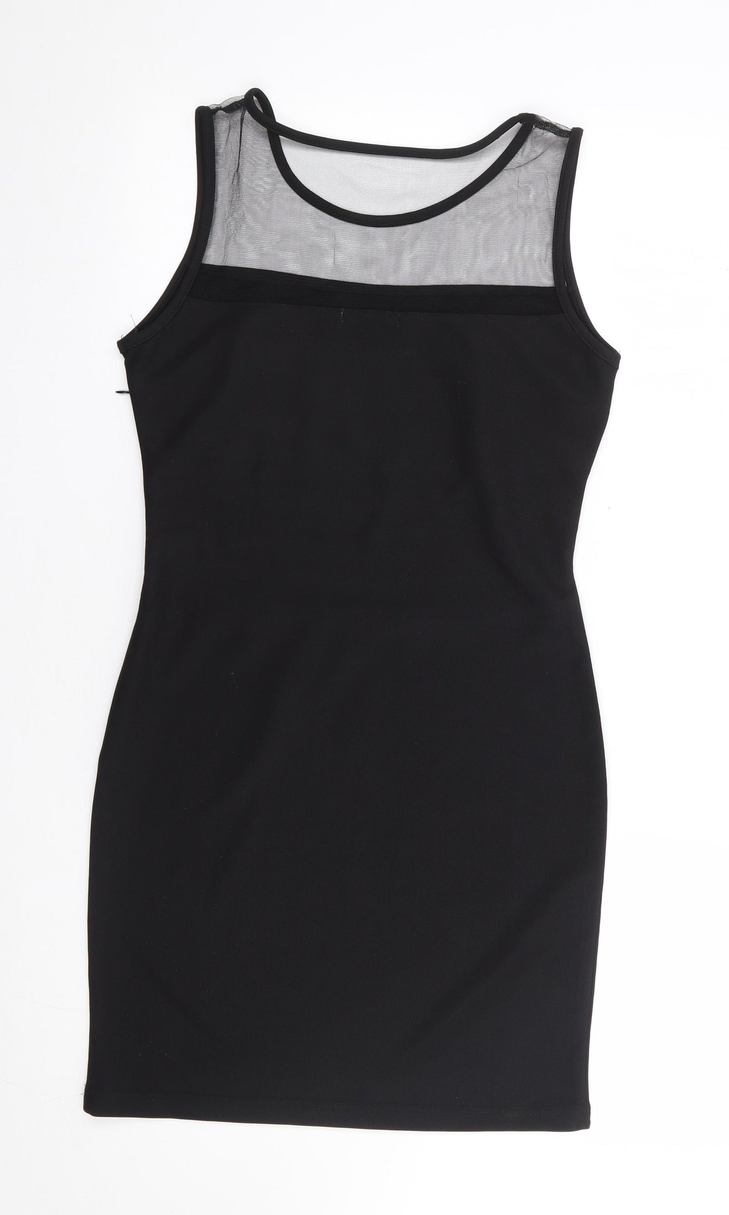New Look Womens Black Polyester Bodycon Size L Round Neck Zip
