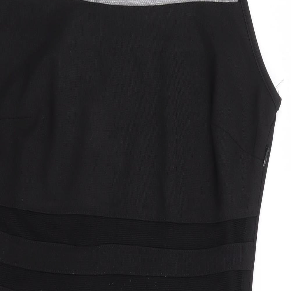 New Look Womens Black Polyester Bodycon Size L Round Neck Zip