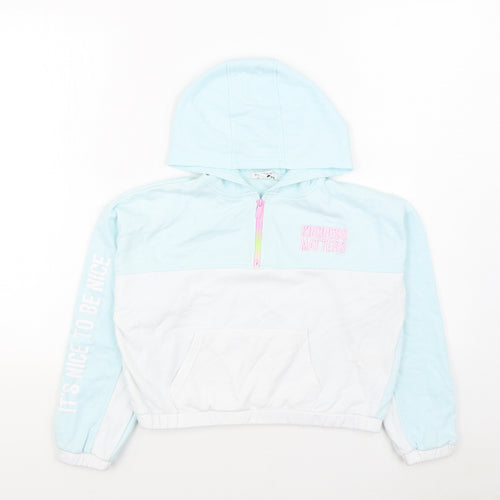 Primark Girls Blue Cotton Pullover Hoodie Size 10-11 Years Zip