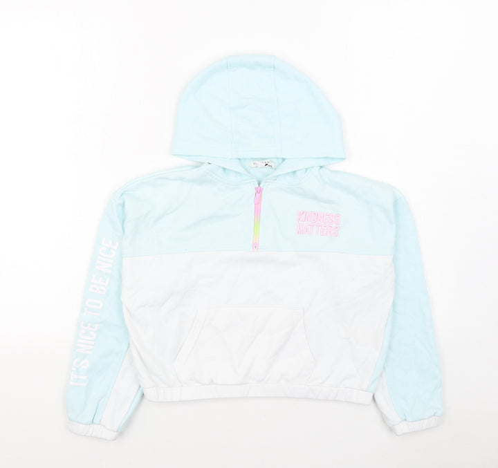 Primark Girls Blue Cotton Pullover Hoodie Size 10-11 Years Zip