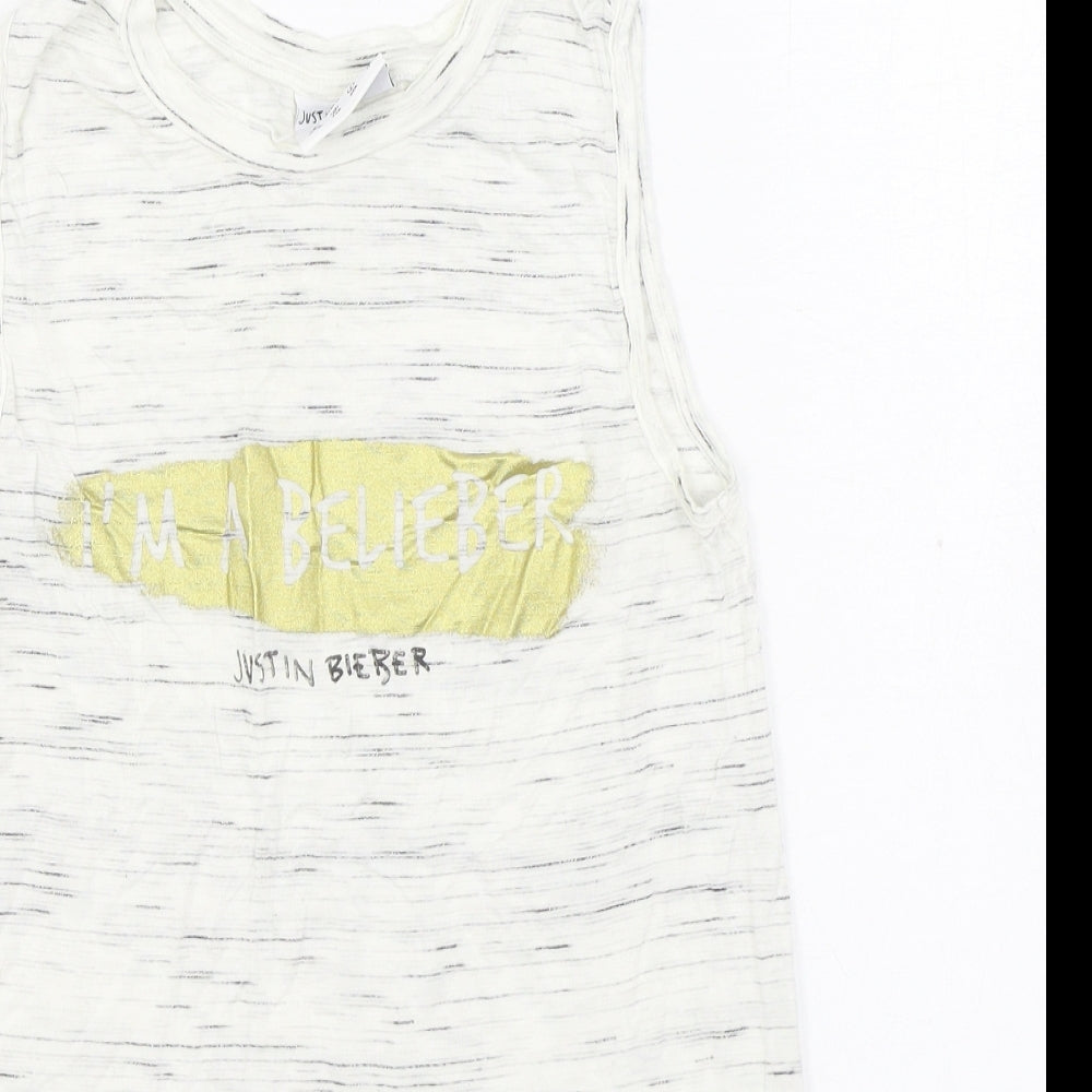 Primark Womens White Viscose Basic Tank Size 6 Round Neck