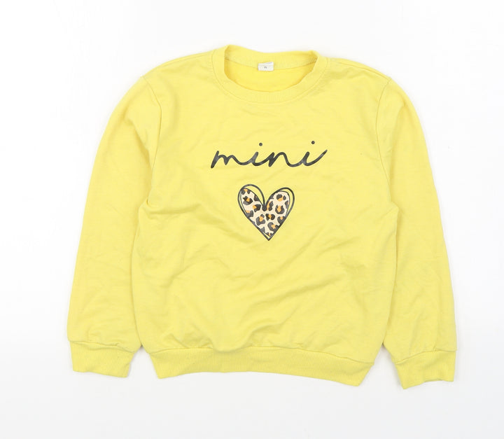 SheIn Girls Yellow Viscose Pullover Sweatshirt Size 8-9 Years Pullover