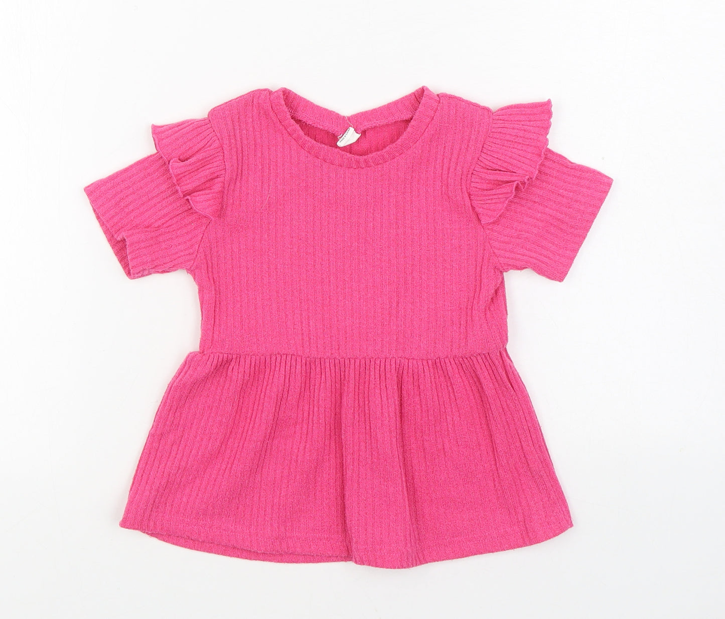 SheIn Girls Pink Polyester Basic Blouse Size 5 Years Round Neck Pullover