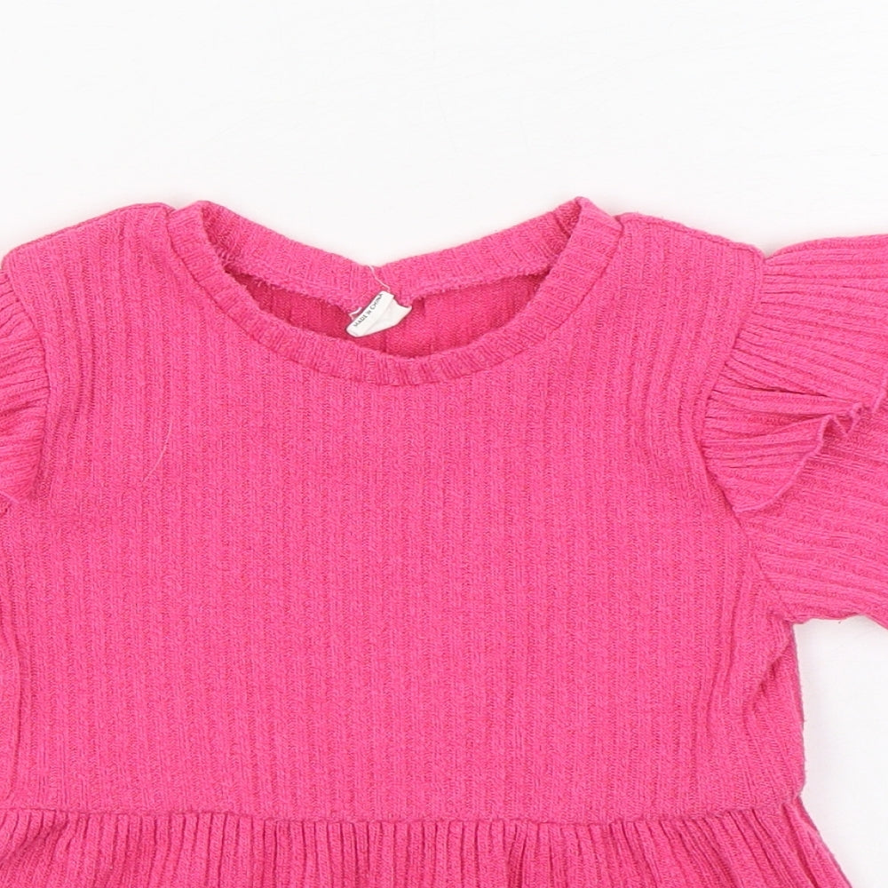 SheIn Girls Pink Polyester Basic Blouse Size 5 Years Round Neck Pullover