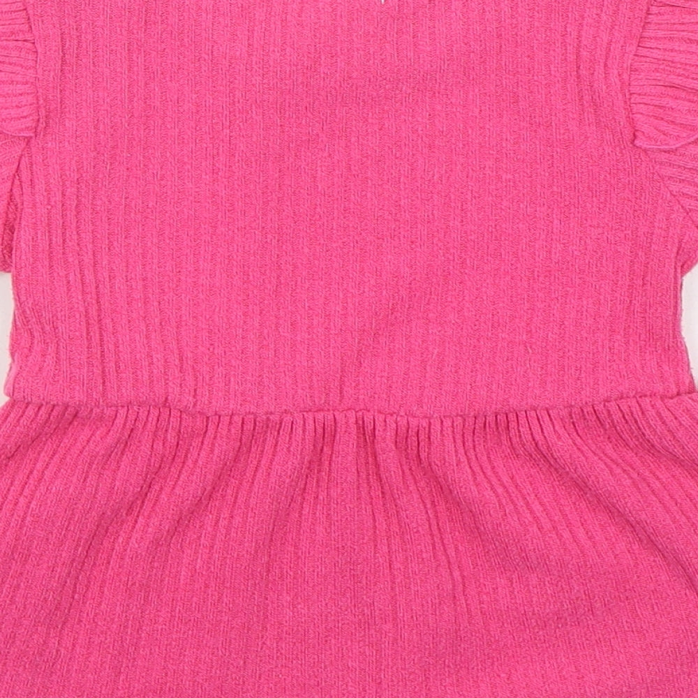 SheIn Girls Pink Polyester Basic Blouse Size 5 Years Round Neck Pullover