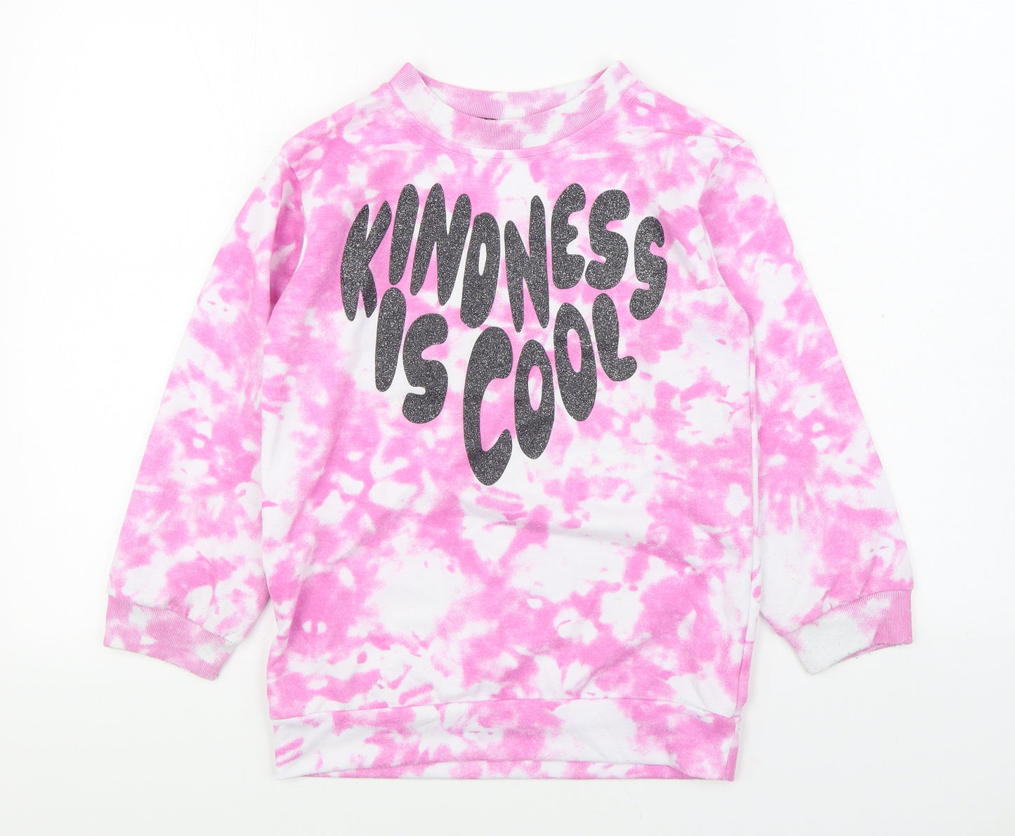 Studio Girls Pink Geometric Polyester Pullover Sweatshirt Size 6-7 Years Pullover - Tie Dye