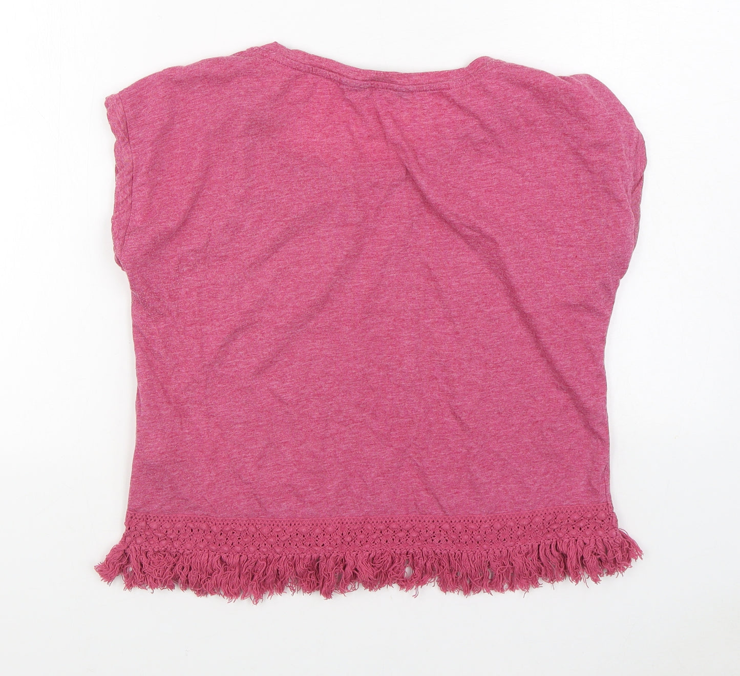 New Look Womens Pink Polyester Basic T-Shirt Size 14 Round Neck