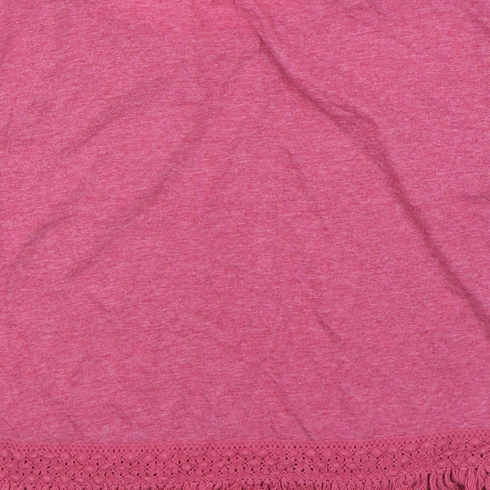 New Look Womens Pink Polyester Basic T-Shirt Size 14 Round Neck