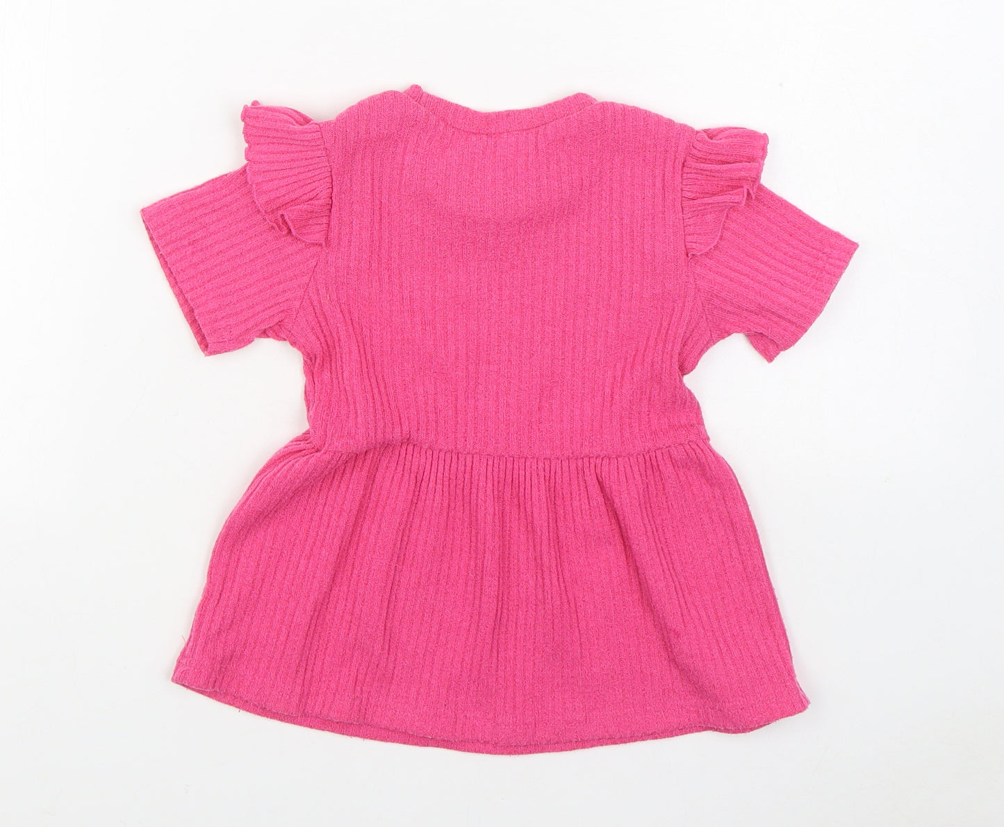 SheIn Girls Pink Polyester Basic Blouse Size 6 Years Round Neck Pullover