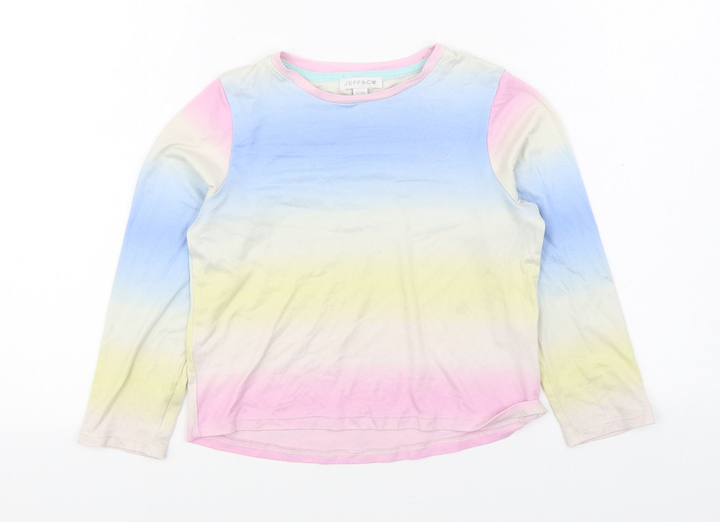 Jeff & Co Girls Multicoloured Polyester Basic T-Shirt Size 6-7 Years Round Neck Pullover