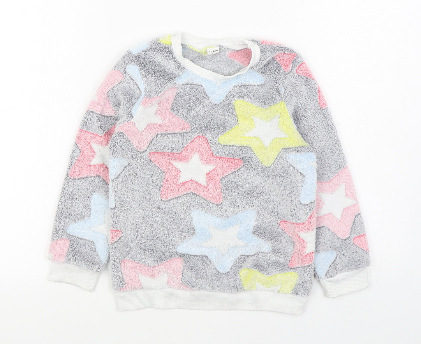 SheIn Girls Multicoloured Geometric Polyester Pullover Sweatshirt Size 7 Years Pullover