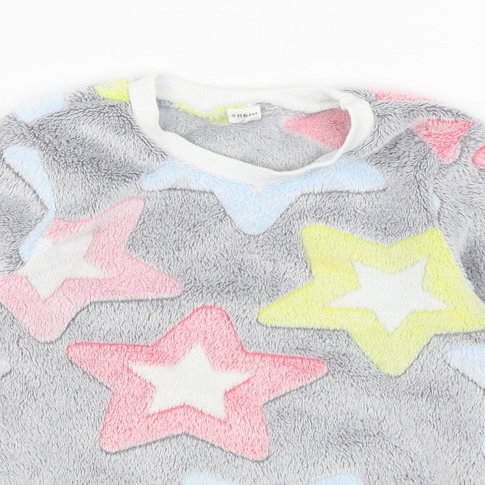 SheIn Girls Multicoloured Geometric Polyester Pullover Sweatshirt Size 7 Years Pullover