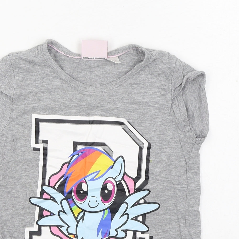My Little Pony Girls Grey Cotton Basic T-Shirt Size 5-6 Years Round Neck Pullover