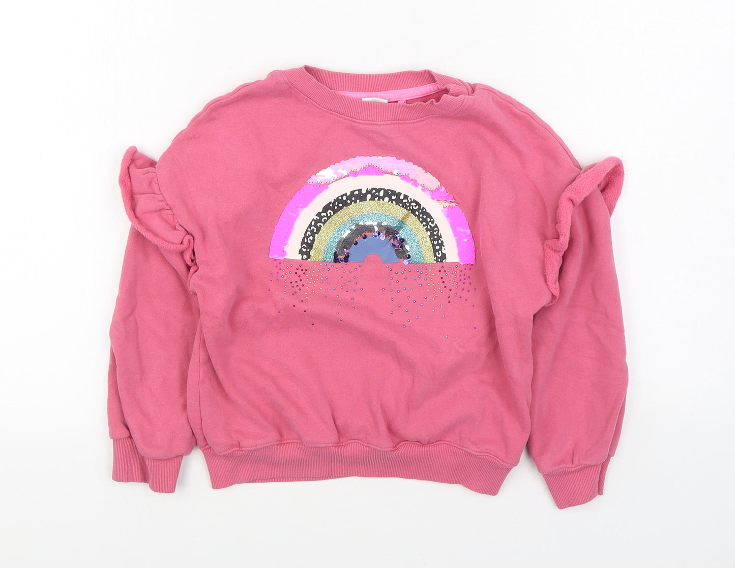 NEXT Girls Pink Cotton Pullover Sweatshirt Size 7 Years Pullover