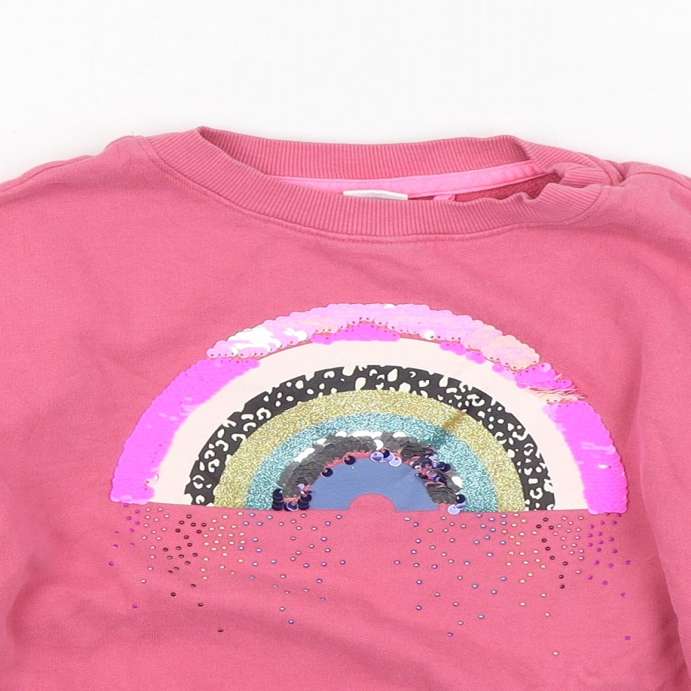 NEXT Girls Pink Cotton Pullover Sweatshirt Size 7 Years Pullover