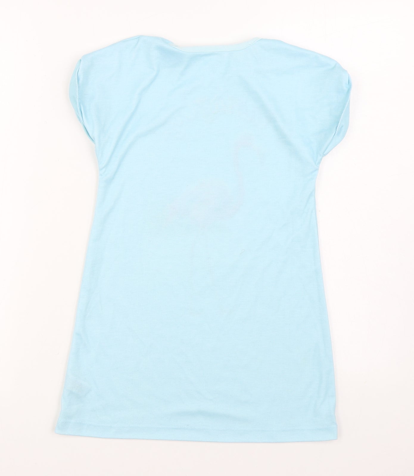 Dunnes Stores Girls Blue Polyester T-Shirt Dress Size 6-7 Years Round Neck Pullover
