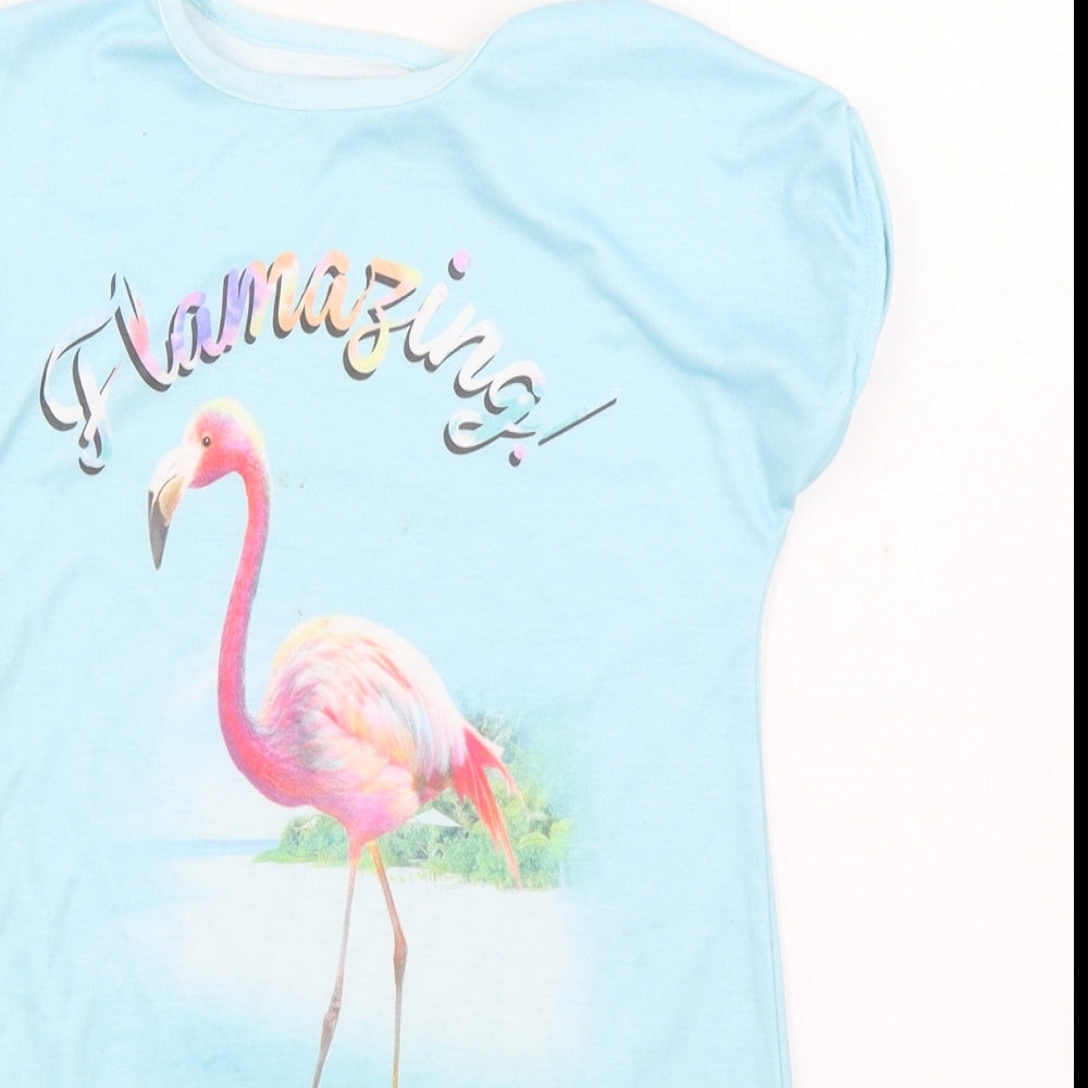 Dunnes Stores Girls Blue Polyester T-Shirt Dress Size 6-7 Years Round Neck Pullover