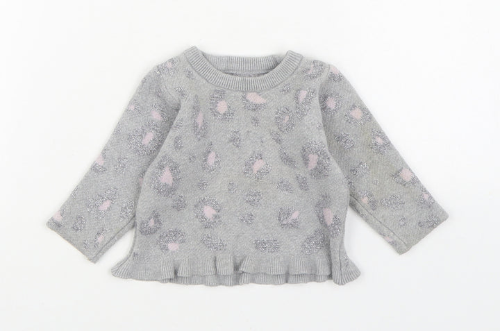Dunnes Stores Girls Grey Geometric Viscose Pullover Jumper Size 3-6 Months Pullover