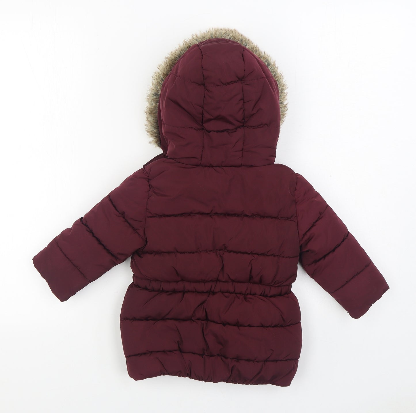 Young Dimension Girls Red Parka Coat Size 12-18 Months Zip