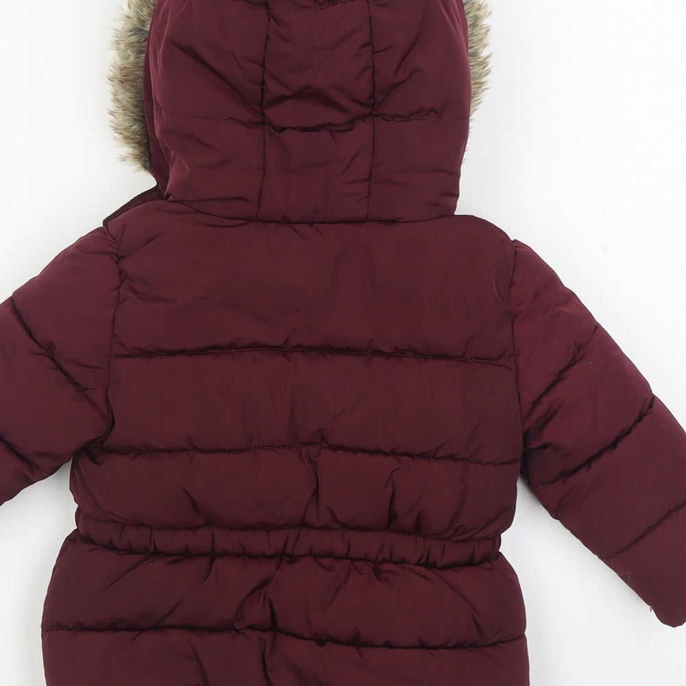 Young Dimension Girls Red Parka Coat Size 12-18 Months Zip