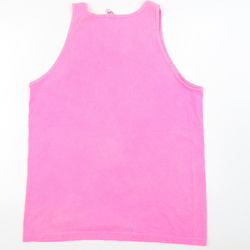 Alstyle Womens Pink 100% Cotton Basic Tank Size L Scoop Neck