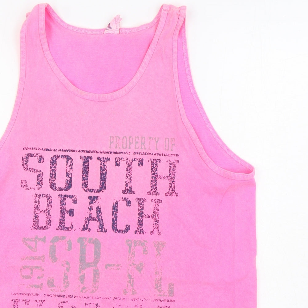 Alstyle Womens Pink 100% Cotton Basic Tank Size L Scoop Neck