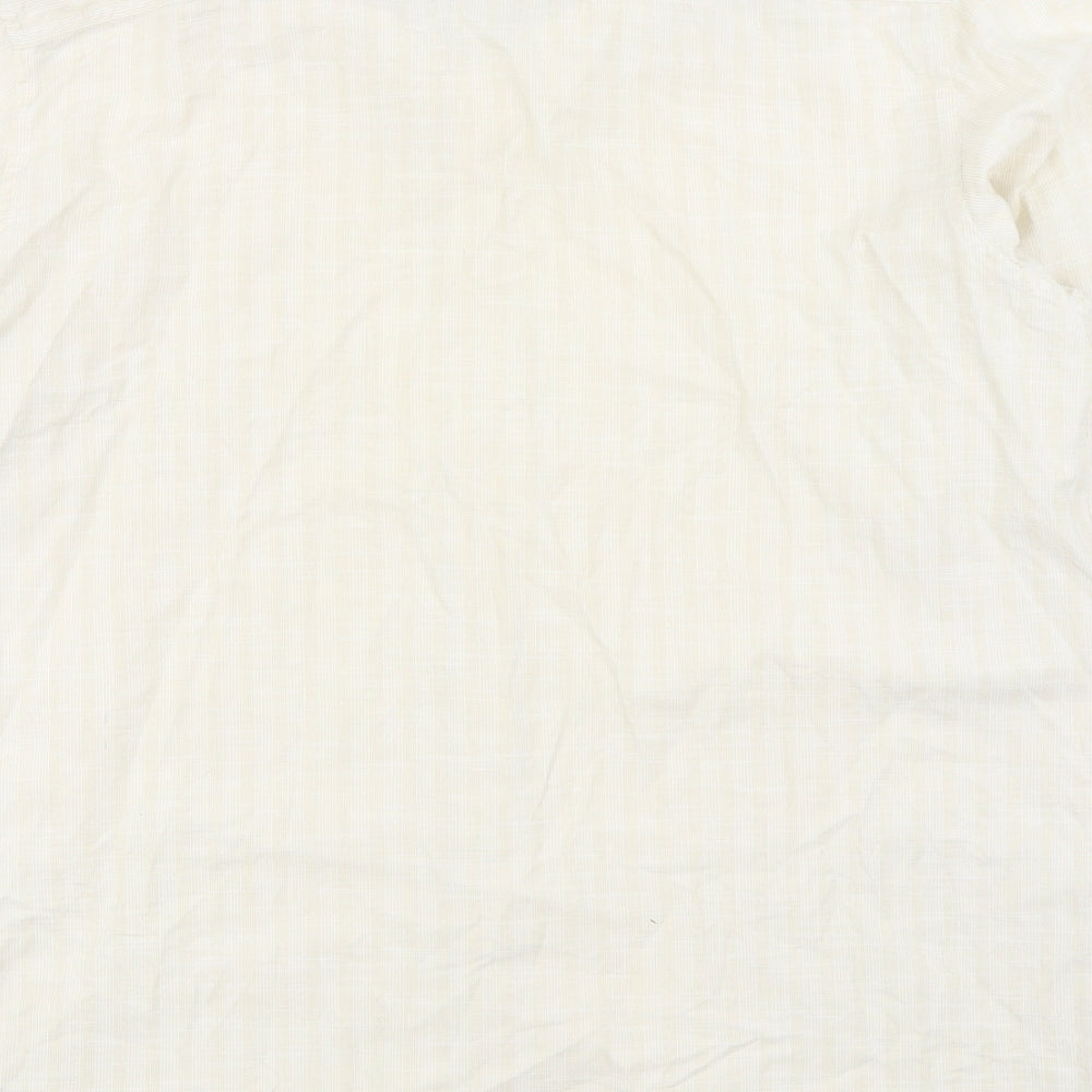 Cherokee Mens Beige Cotton Button-Up Size L Collared Button