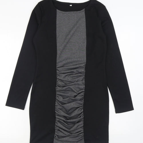 Preworn Womens Black Polyester Bodycon Size M Boat Neck Pullover