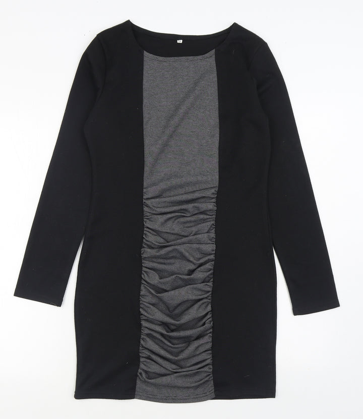 Preworn Womens Black Polyester Bodycon Size M Boat Neck Pullover