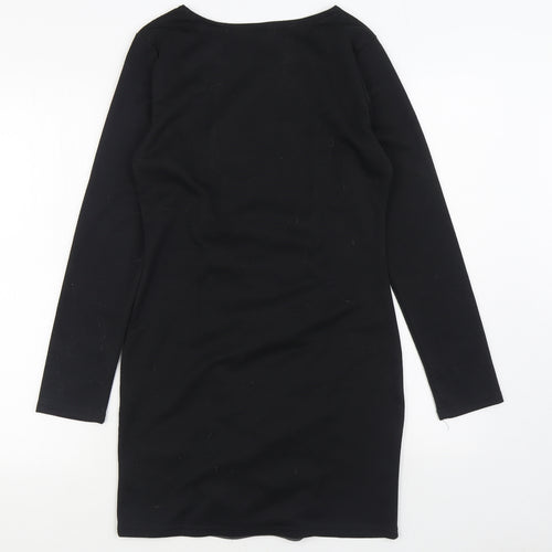 Preworn Womens Black Polyester Bodycon Size M Boat Neck Pullover