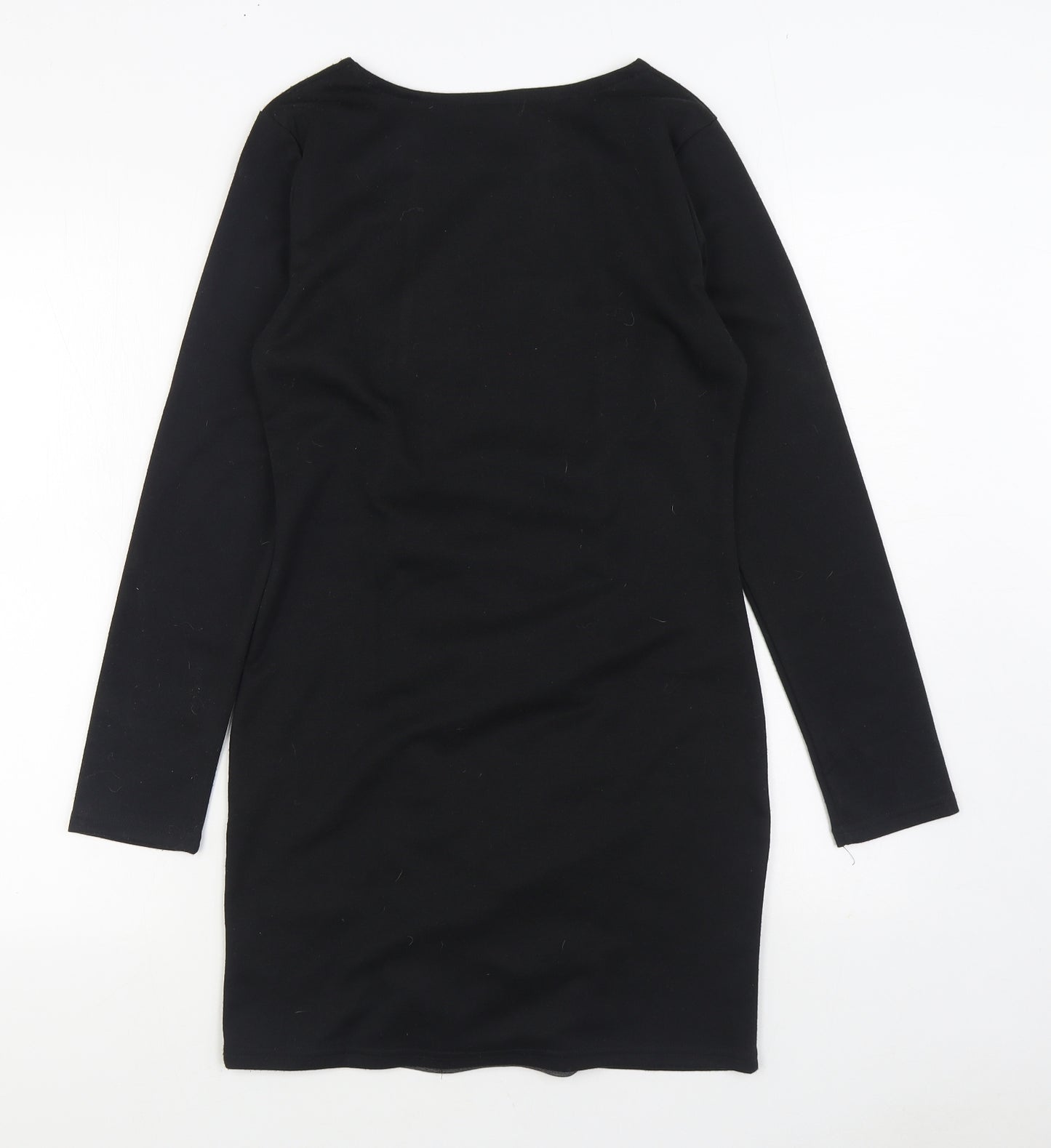 Preworn Womens Black Polyester Bodycon Size M Boat Neck Pullover