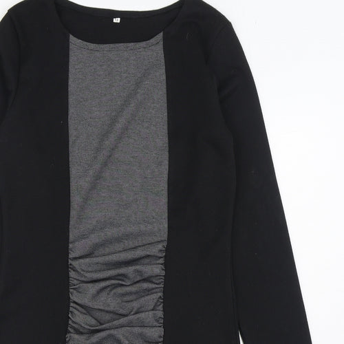 Preworn Womens Black Polyester Bodycon Size M Boat Neck Pullover