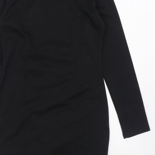 Preworn Womens Black Polyester Bodycon Size M Boat Neck Pullover