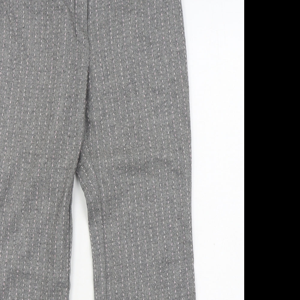 NEXT Womens Grey Striped Wool Trousers Size 10 L28 in Regular Zip