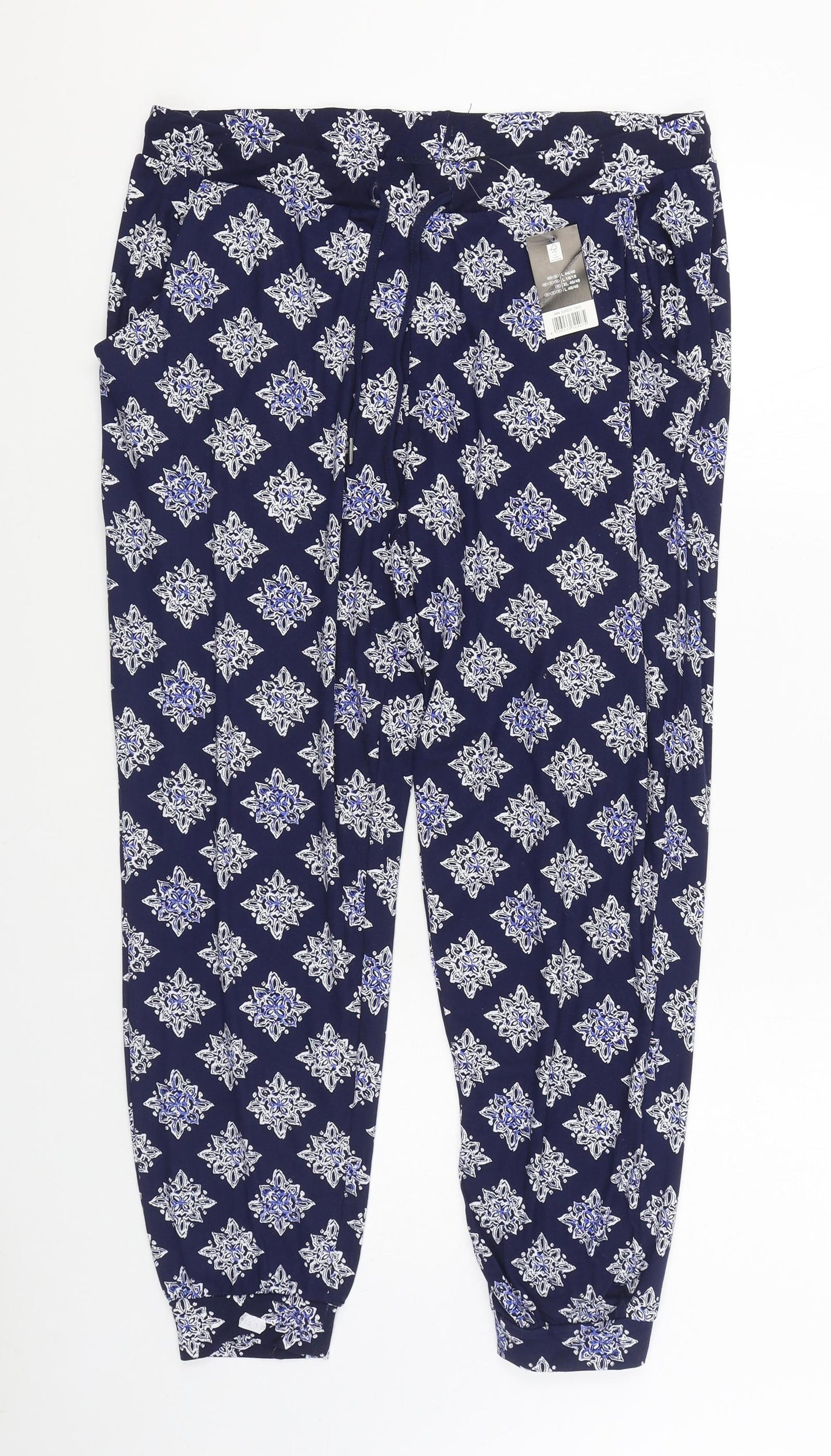 ESMARA Womens Blue Geometric Polyester Trousers Size L L29 in Regular
