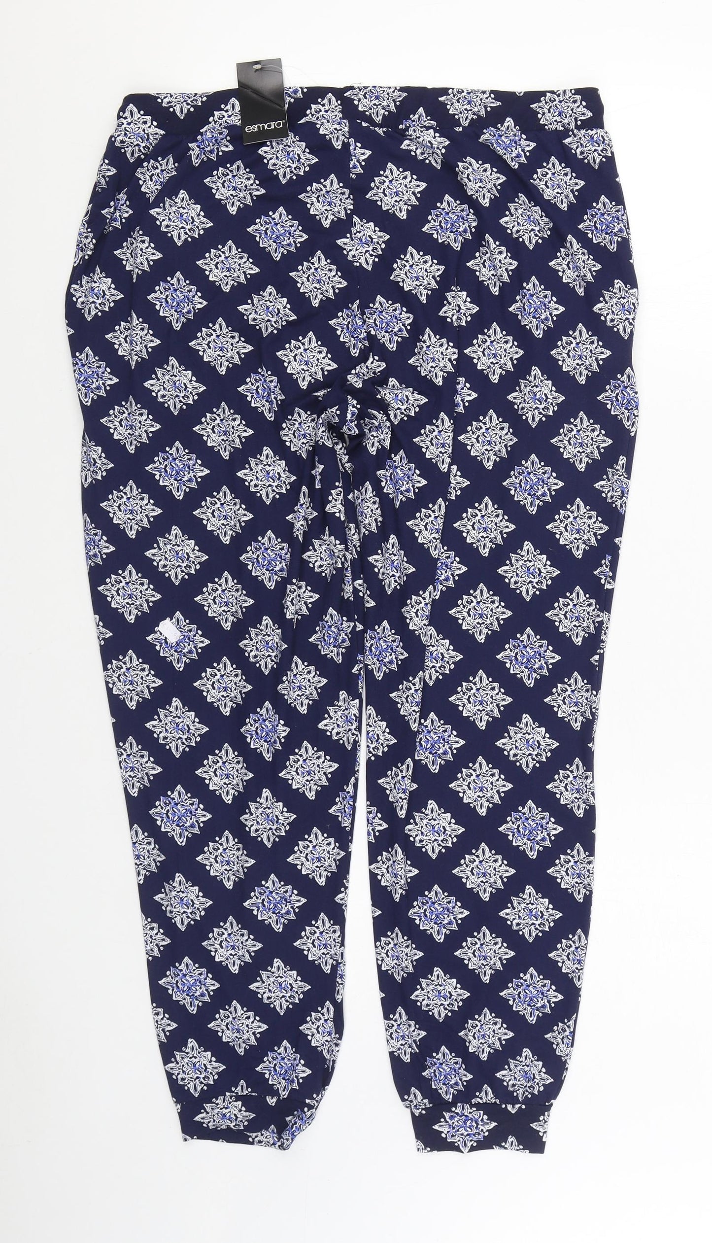 ESMARA Womens Blue Geometric Polyester Trousers Size L L29 in Regular