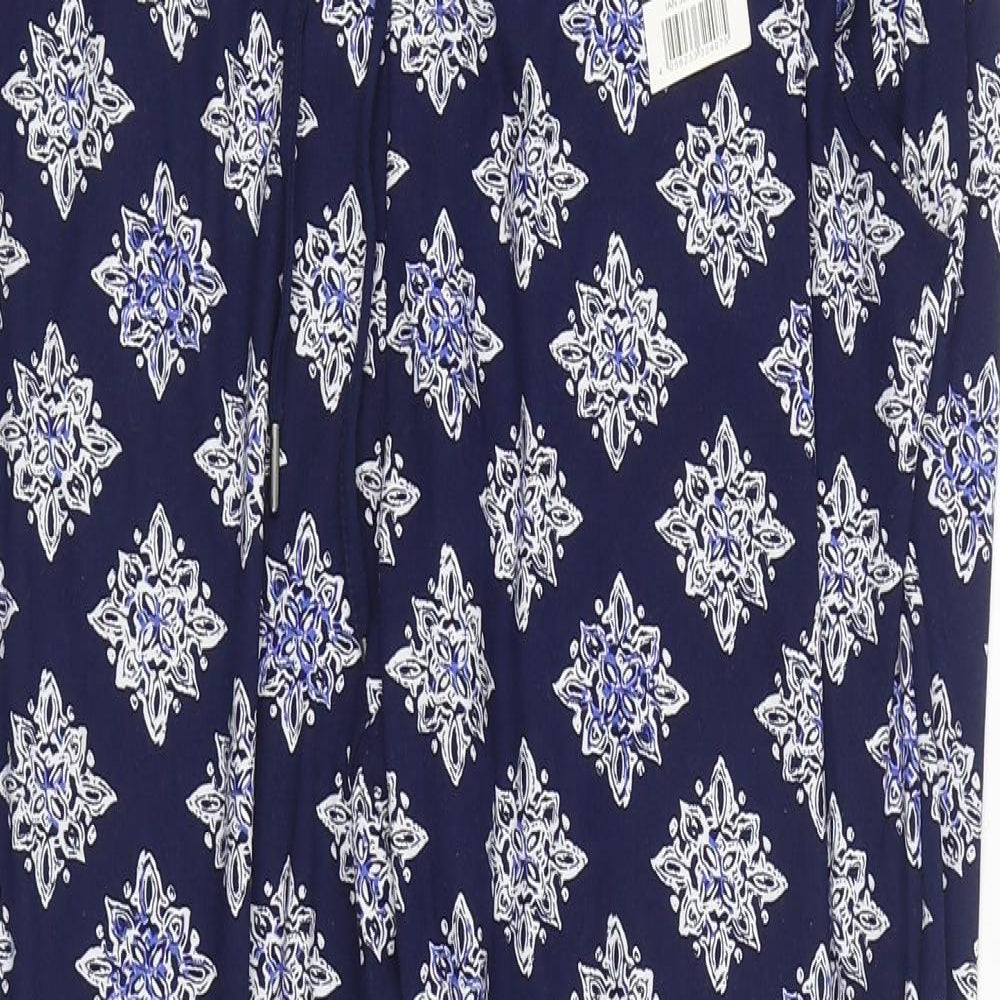 ESMARA Womens Blue Geometric Polyester Trousers Size L L29 in Regular