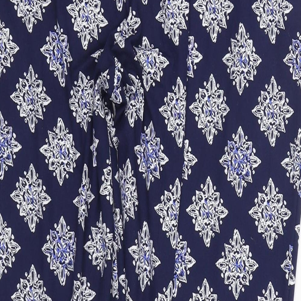 ESMARA Womens Blue Geometric Polyester Trousers Size L L29 in Regular
