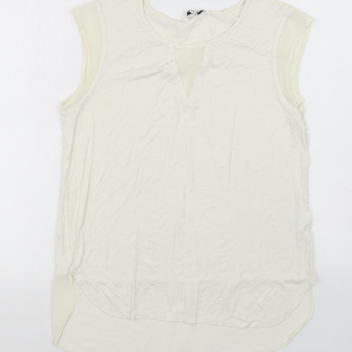 Rose & Olive Womens White Elastane Basic Blouse Size M Boat Neck