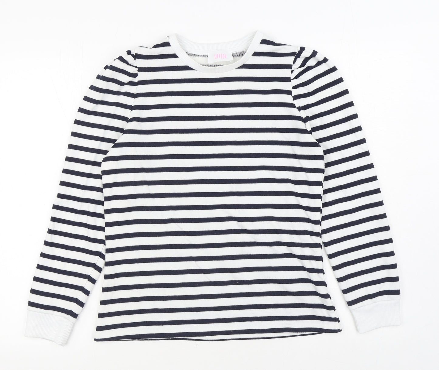 Savida Womens Blue Striped Polyester Pullover Sweatshirt Size S Pullover