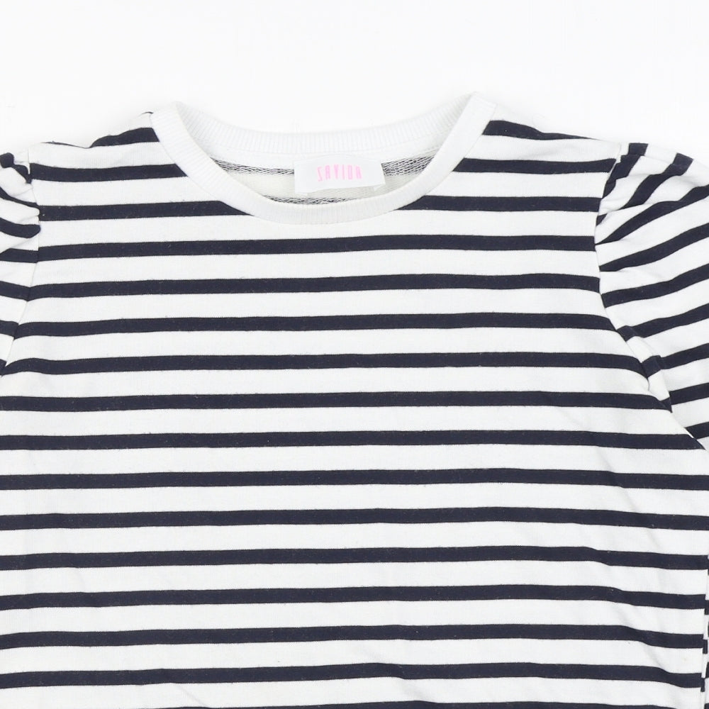 Savida Womens Blue Striped Polyester Pullover Sweatshirt Size S Pullover