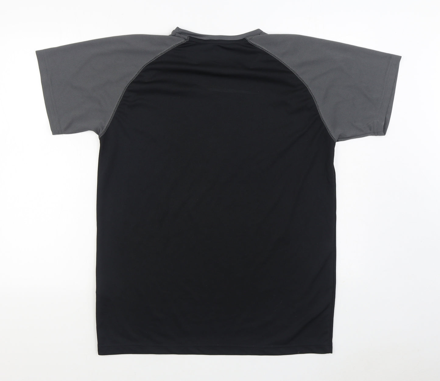 Isocool Mens Black Polyester Basic T-Shirt Size L Round Neck Pullover