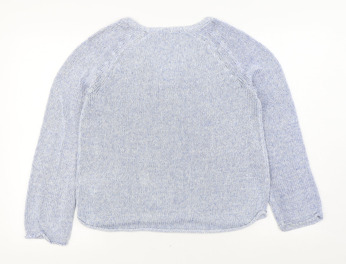 H&M Womens Blue V-Neck Acrylic Pullover Jumper Size S