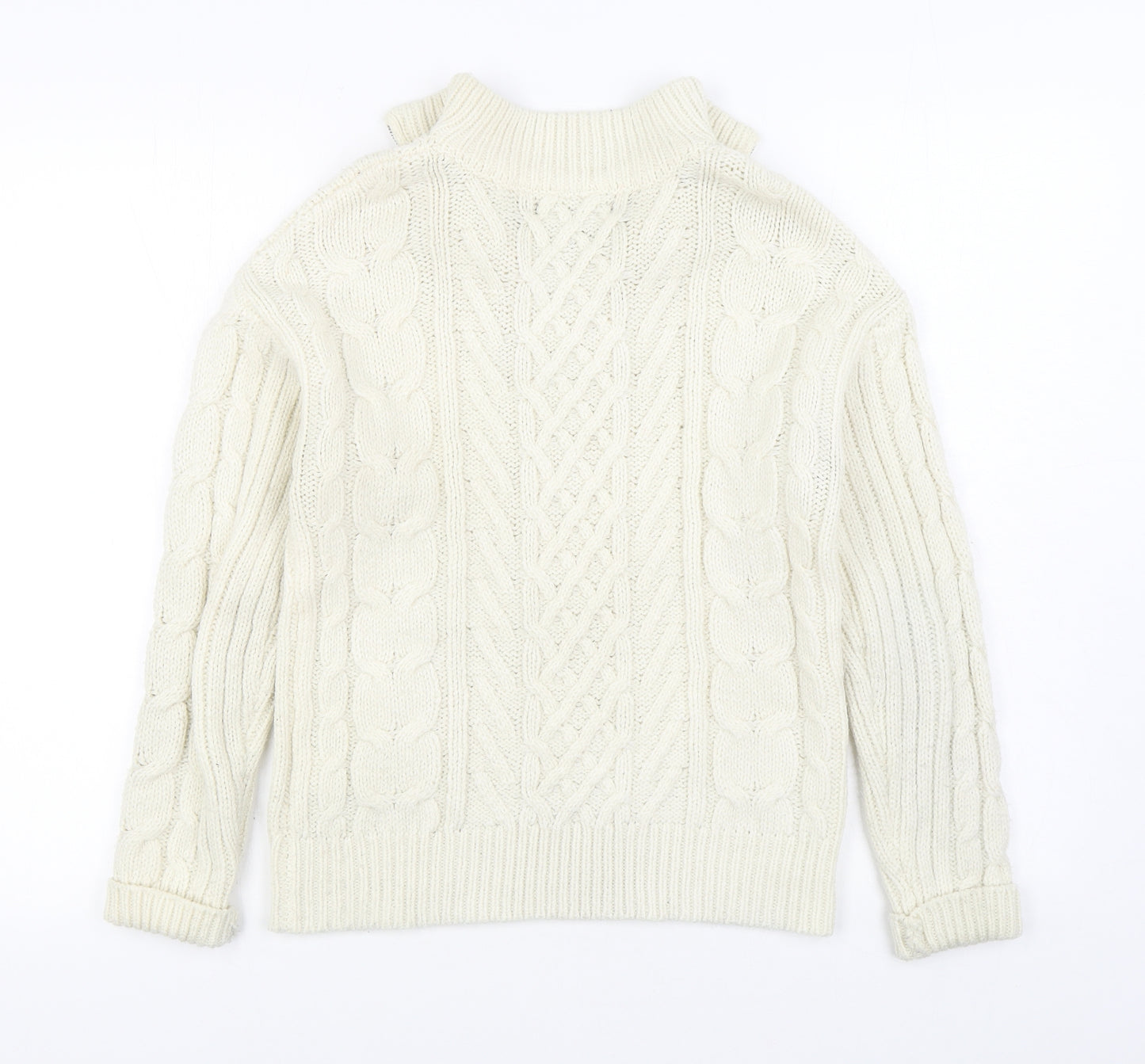Primark Mens White V-Neck Acrylic Pullover Jumper Size XS